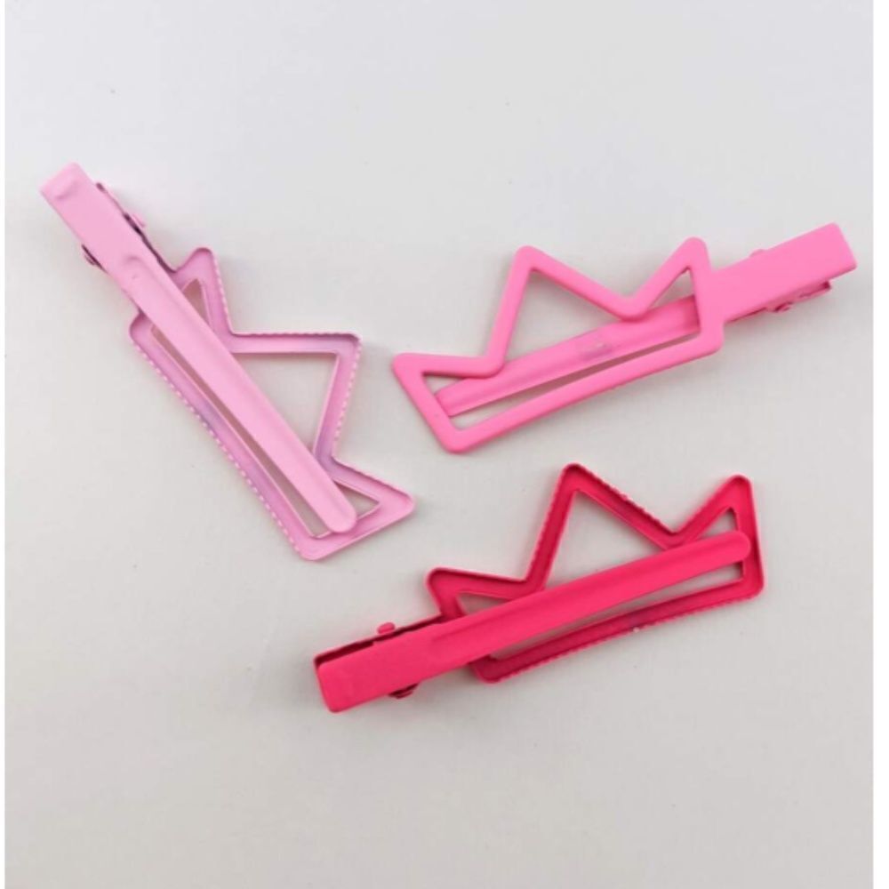 Pink Crown Hair Clips - Picture 2 of 3